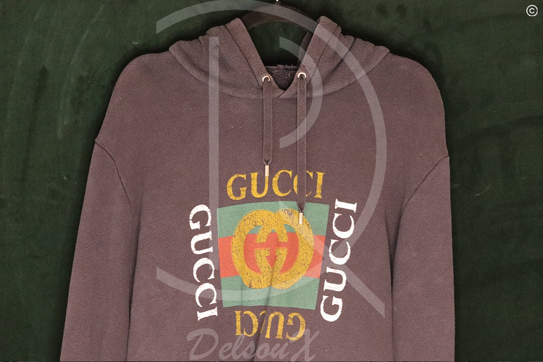 Gucci Hoodie Distressed Fake Logo ‘Black’ (L) 🤡