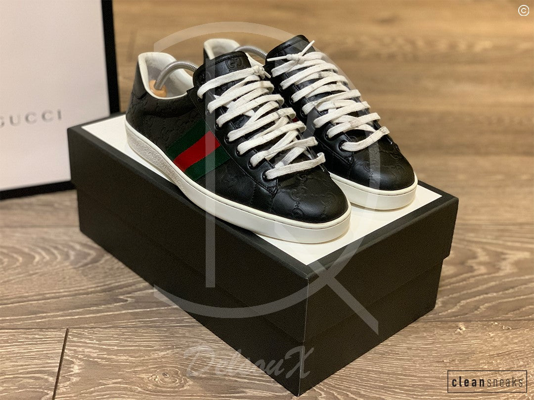Gucci Ace ’GG Signature’ Black Calf Leather (42.5)🤭