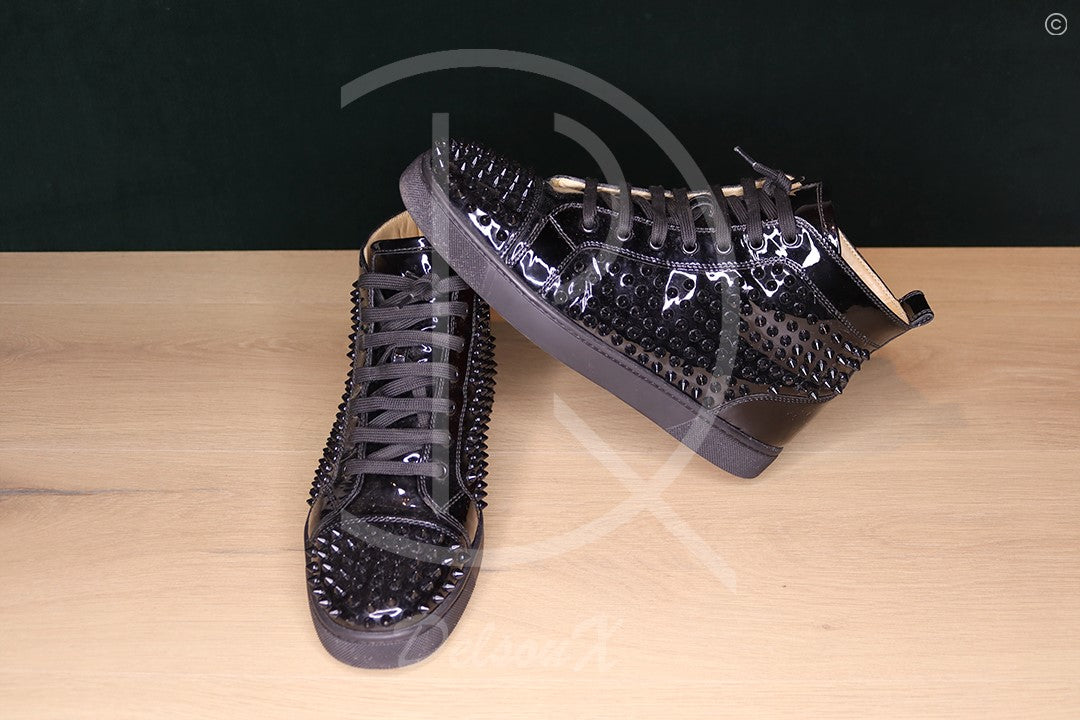 Christian Louboutin Louis Spikes Orlato Flat 'Black Patent Leather' (42) 🕺🏼