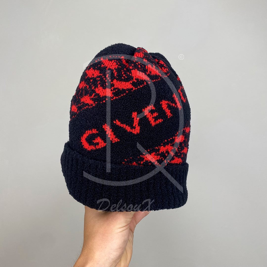Givenchy 'Rød' Logo Uld Hue Unisex (One Size) 🤗