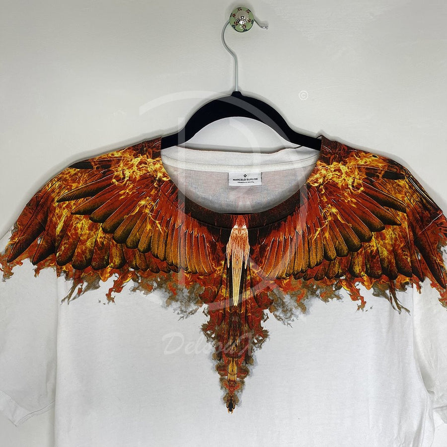 Marcelo Burlon Men's White 'Flame And Wing' T-shirt (M) 🙀