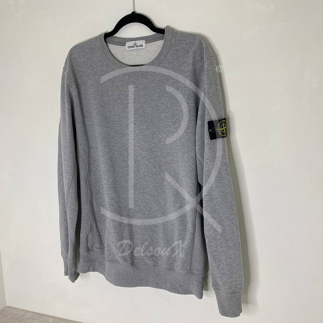 Stone Island Basic Grå Crew Neck Sweatshirt Herre (XL) 🌑