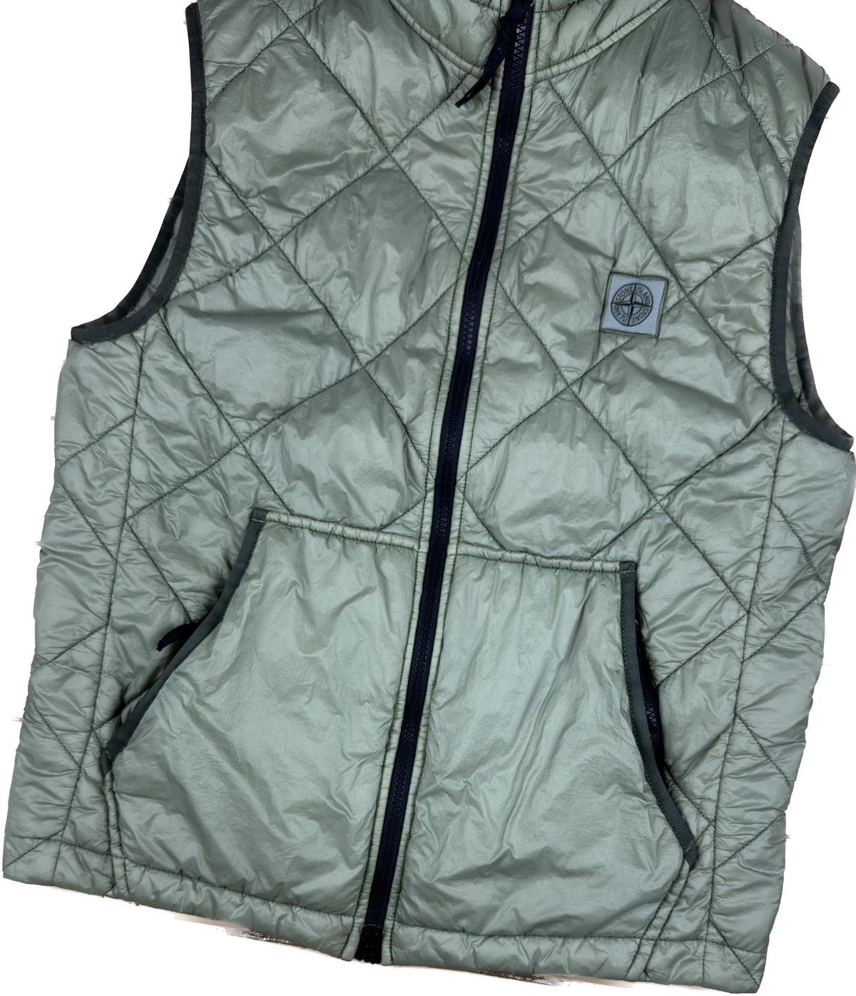 Stone Island Vest, Herre 'Gron' Garment Dyed (M)