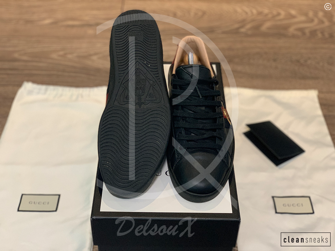 Gucci Ace ’Bee’ Black Leather (44) 🌤