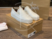 Christian Louboutin White Calf Leather Slip-Ons (43) 👟