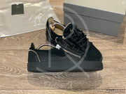 Giuseppe Zanotti 'Frankie' Low Croc Suede W. Silver Zip (41) 🤐