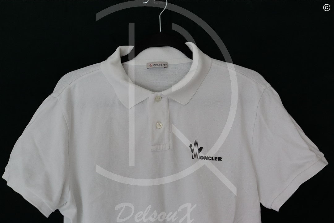 Moncler 'White Manica Corta' Maglia Polo (L) 😎