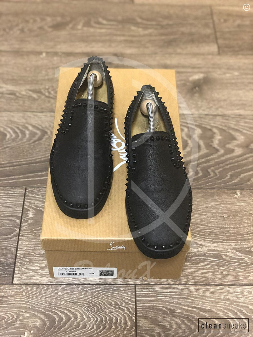 Christian Louboutin 'Black Leather' Pik Boats (40) 👟