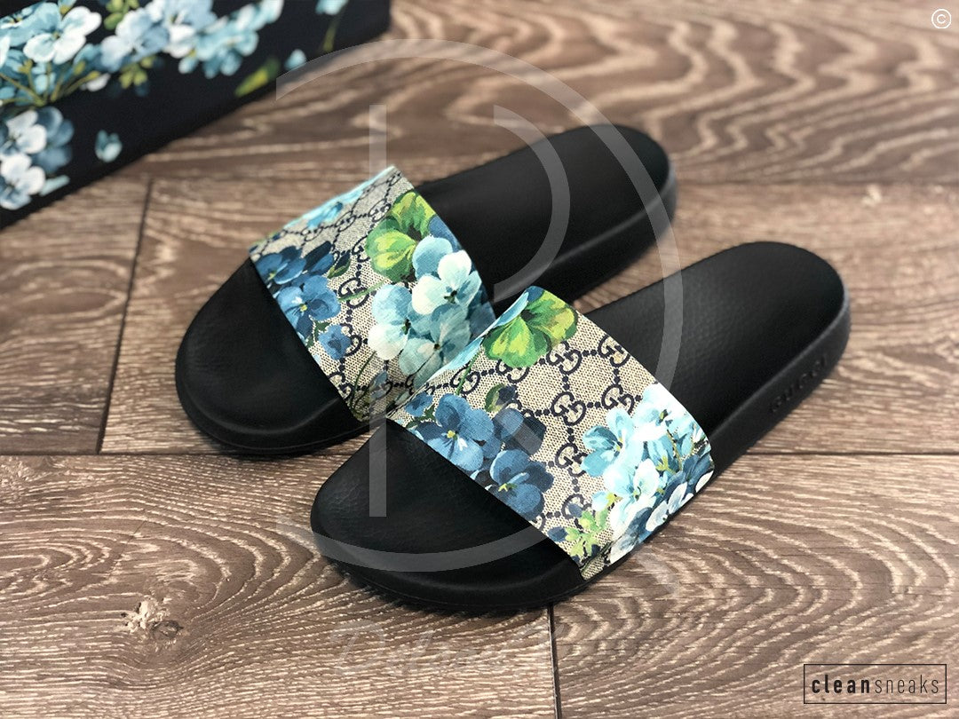 Gucci 'Blue Bloom' Flip Flops (G11 / EU 45) –