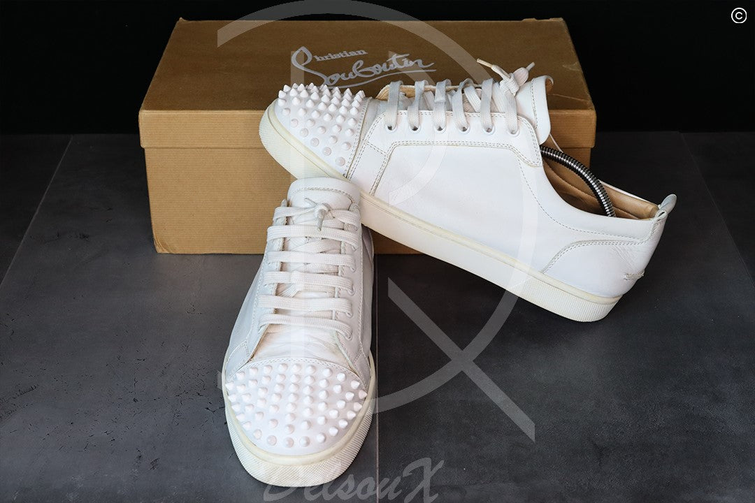Christian Louboutin 'White Leather' Junior Spikes (44.5) 🪙