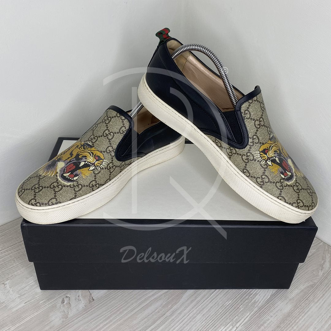 Gucci GG Supreme 'Tiger' Slips Ons Herre (42.5) 🛥