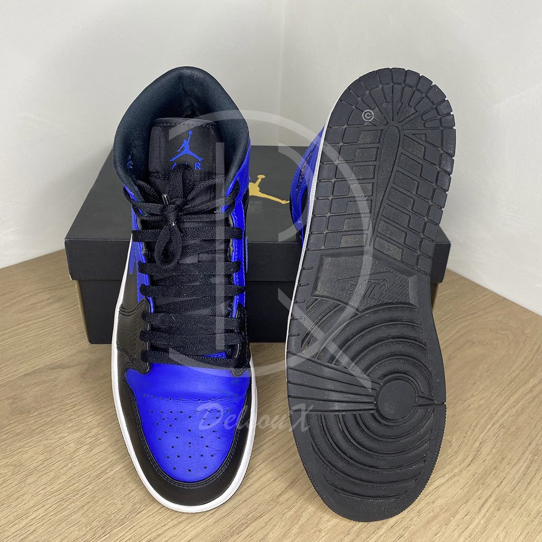 Nike Sneakers, Jordan 1 Mid 'Hyper Royal' Tumbled Leather (45.5) 🏀