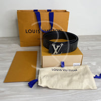 Louis Vuitton Initials 40mm Reversible Graphite Canvas Bælte Sølv Spænde Herre (95) 🕶