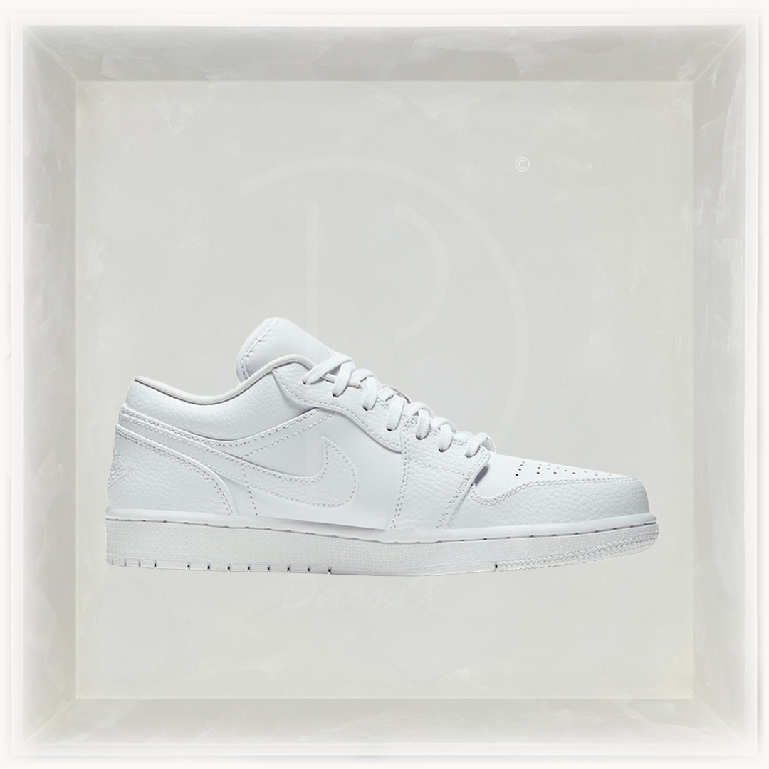 Nike Sneakers, Air Jordan 1 Low 'Triple White' Tumbled Leather 🤍