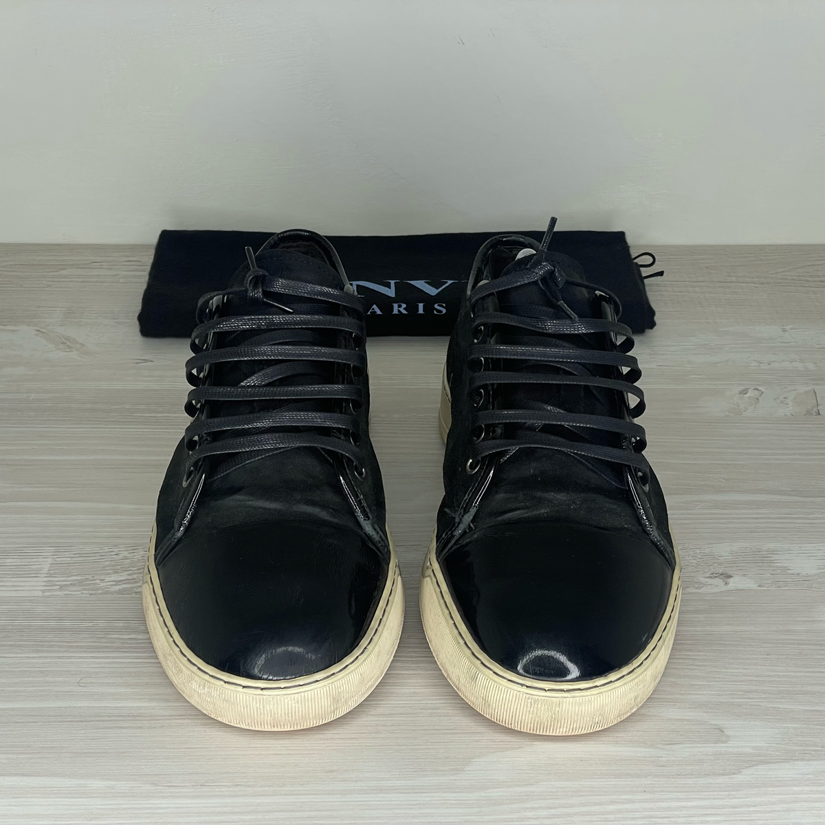 Lanvin Sneakers, 'Black Suede' Lak Toe (41)