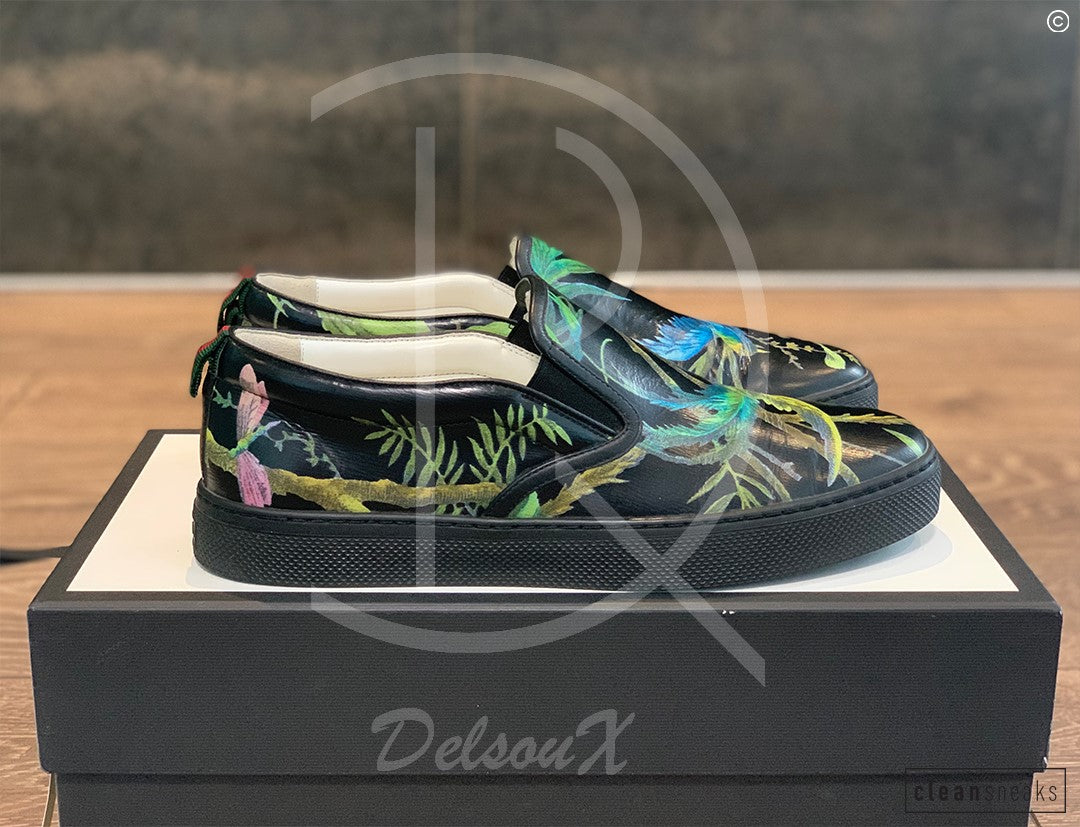 Gucci 'Shanghai St. Tropical Jungle Bird Print' Slip Ons (42) 🤯