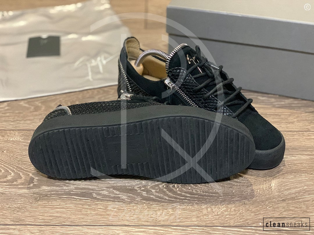 Giuseppe Zanotti 'Frankie' Low Croc Suede W. Silver Zip (41) 🤐