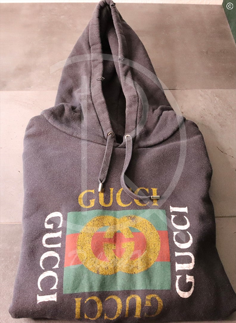 Gucci Hoodie Distressed Fake Logo ‘Black’ (L) 🤡