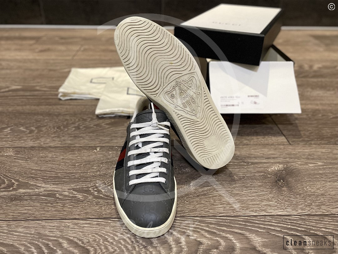 Gucci Ace 'Grey Signature' Leather (43.5) 🌚
