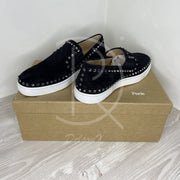 Christian Louboutin 'Black Suede' Pik Boat w. Diamond Herre Low-Tops (41) 💎