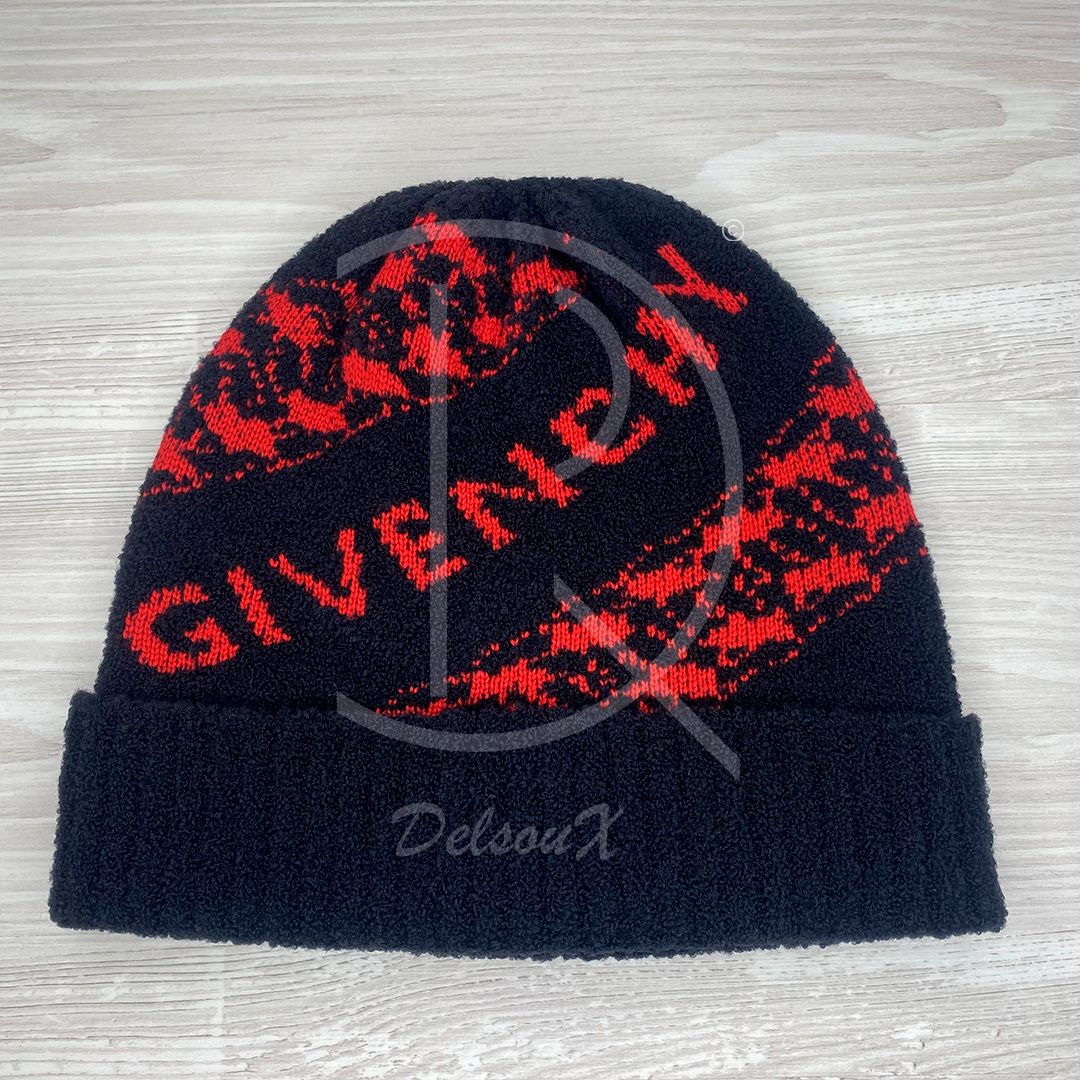 Givenchy 'Rød' Logo Uld Hue Unisex (One Size) 🤗