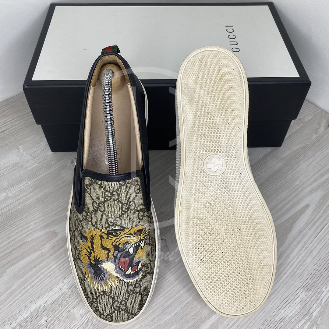 Gucci GG Supreme 'Tiger' Slips Ons Herre (42.5) 🛥
