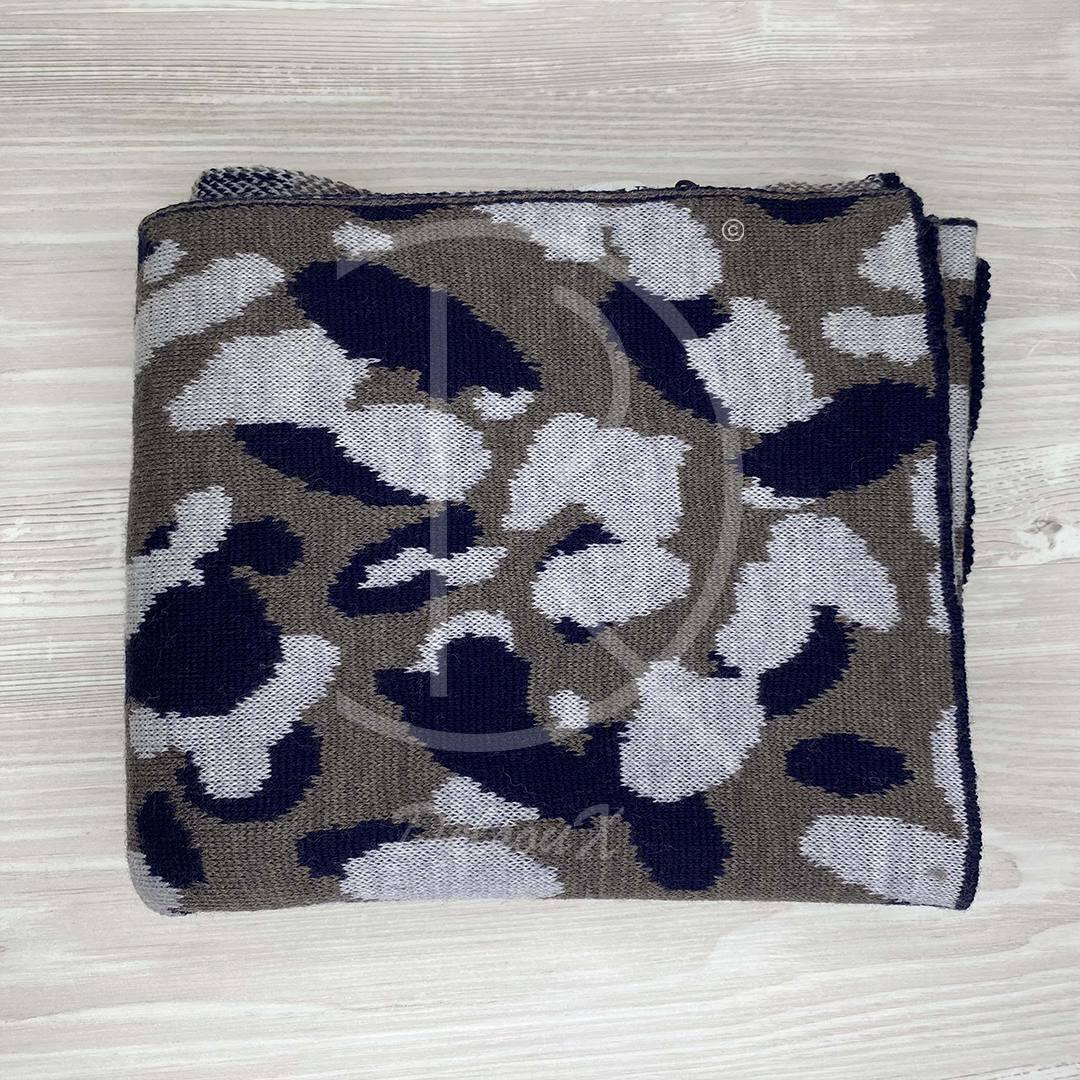 Lanvin Unisex 'Brun Camouflage' Uld Halstørklæde (One Size) 🦬