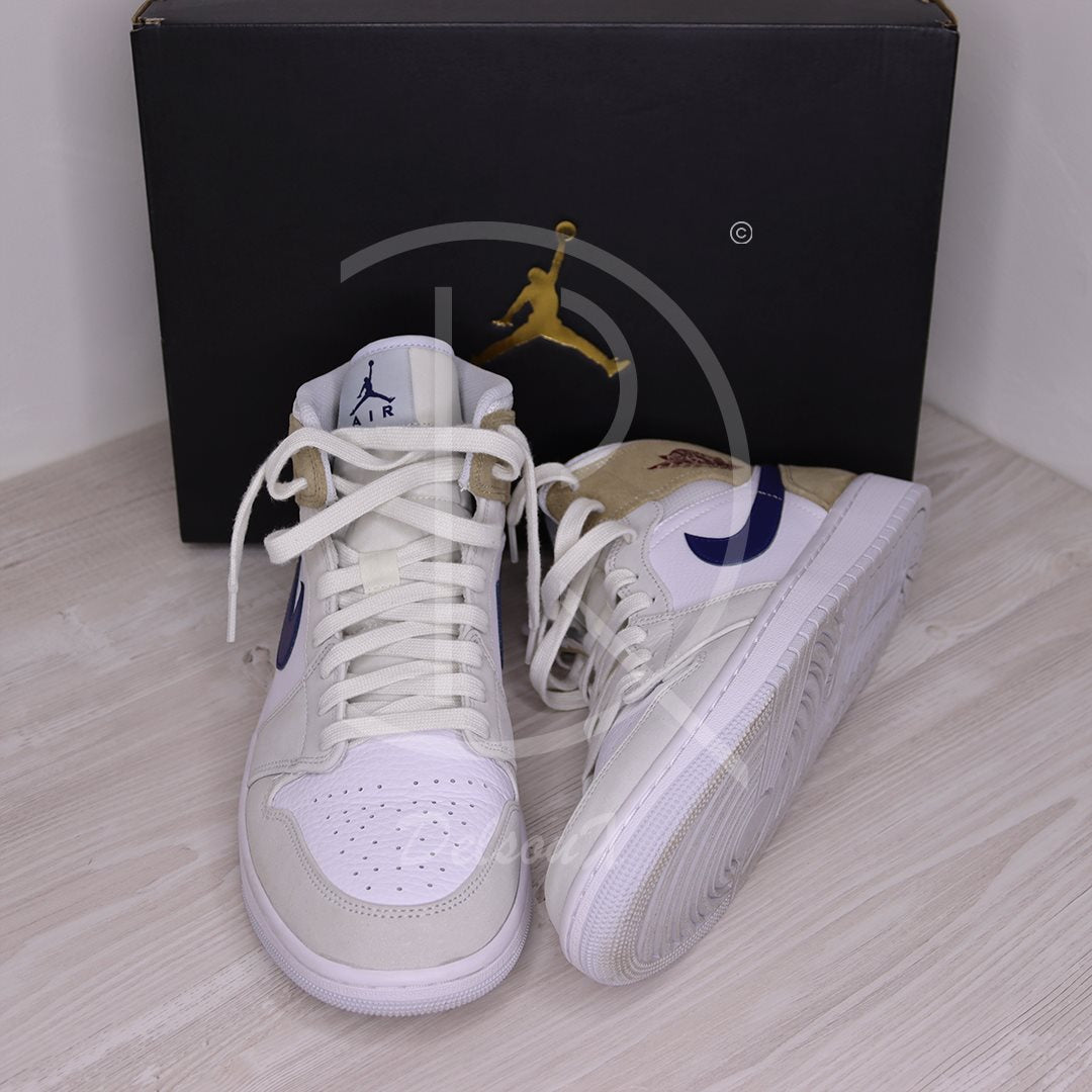 Nike Air Jordan 1 Mid 'Tan Suede Navy' (44) 🍮
