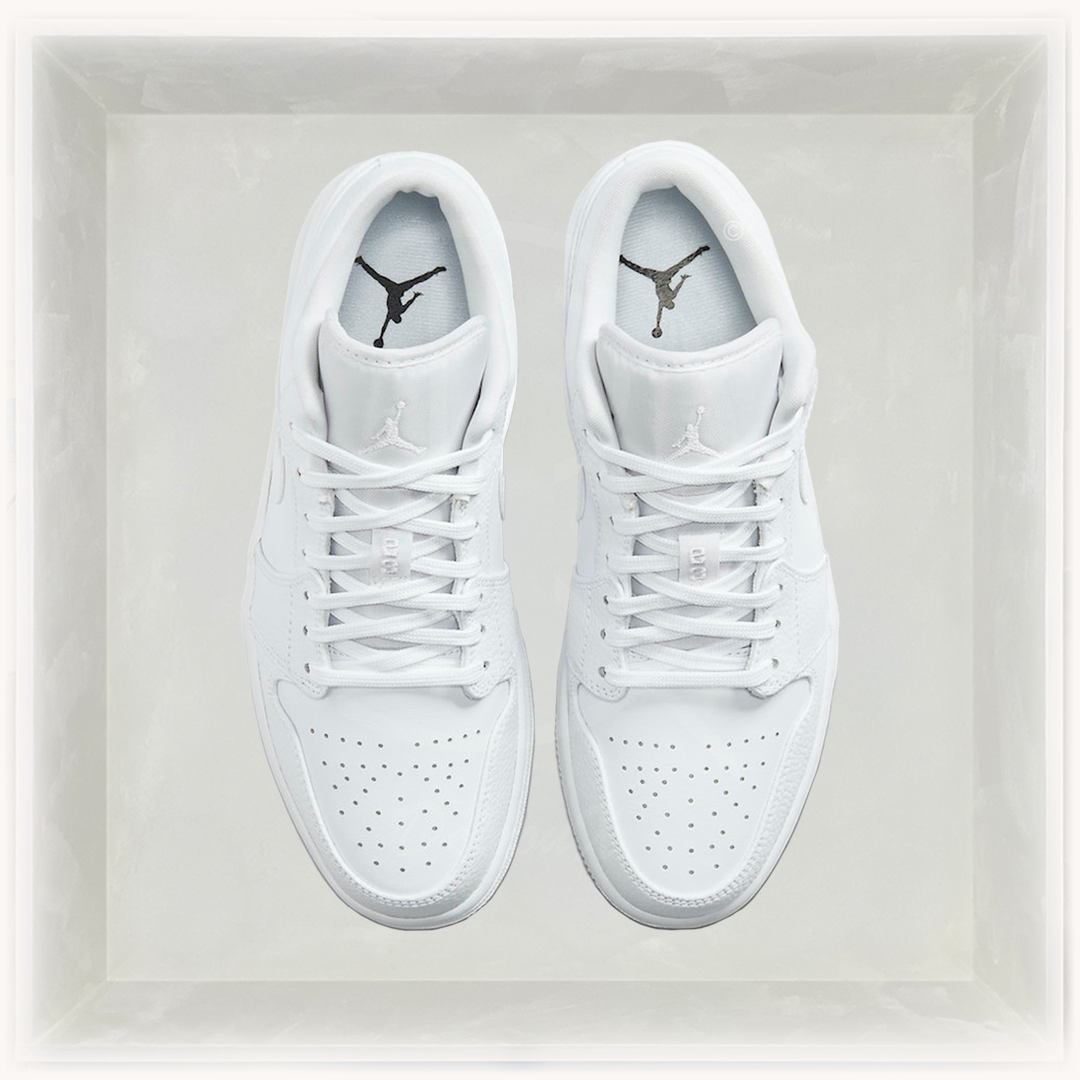 Nike Sneakers, Air Jordan 1 Low 'Triple White' Tumbled Leather 🤍