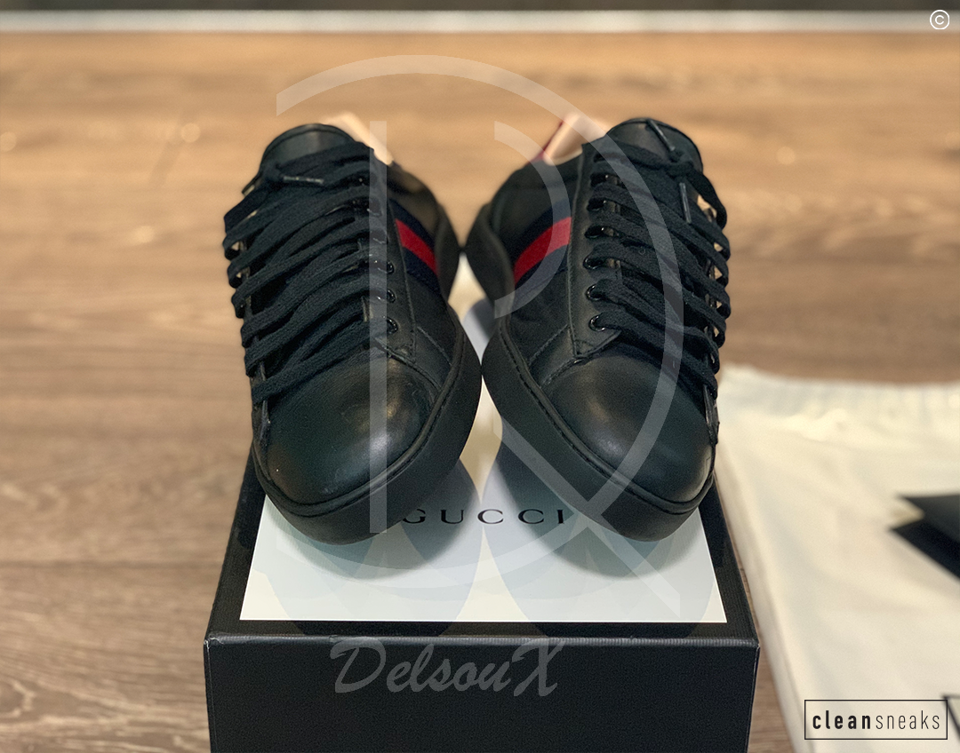 Gucci Ace ’Bee’ Black Leather (44) 🌤