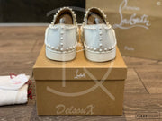 Christian Louboutin White Calf Leather Slip-Ons (43) 👟