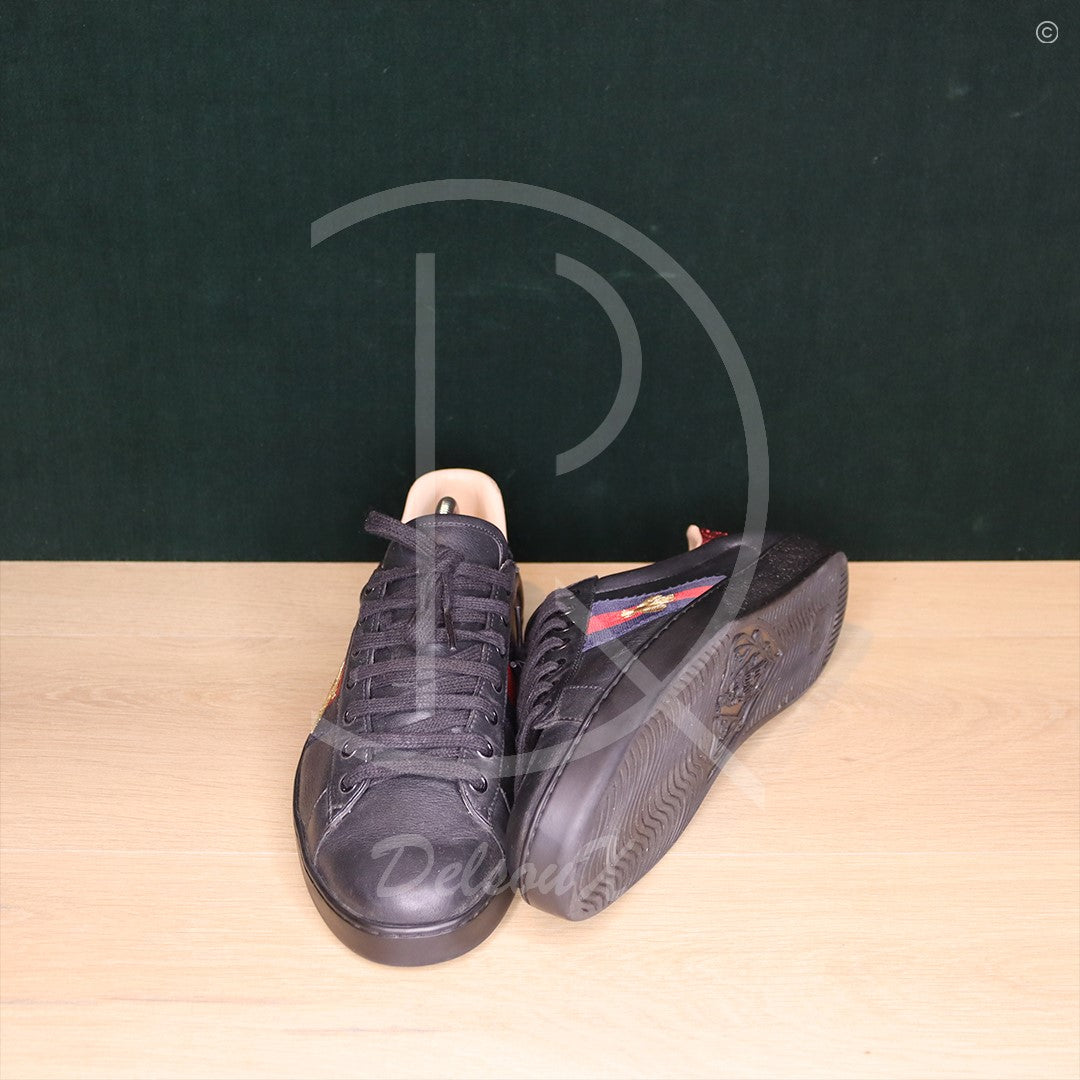 Gucci Ace 'Black Leather' Bee (43) 🐝