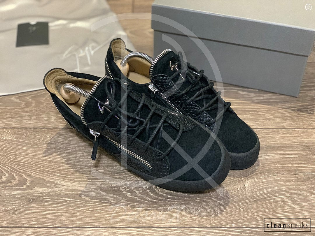 Giuseppe Zanotti 'Frankie' Low Croc Suede W. Silver Zip (41) 🤐