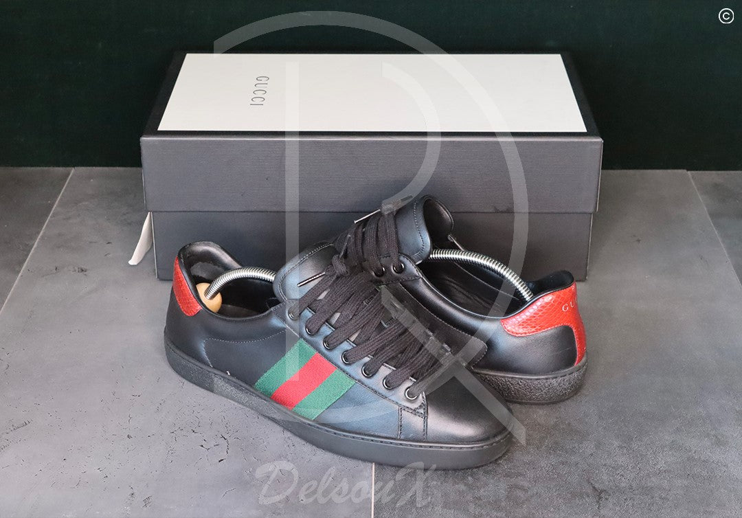 Gucci Ace ’Black Leather’ (41.5) 🐈‍⬛