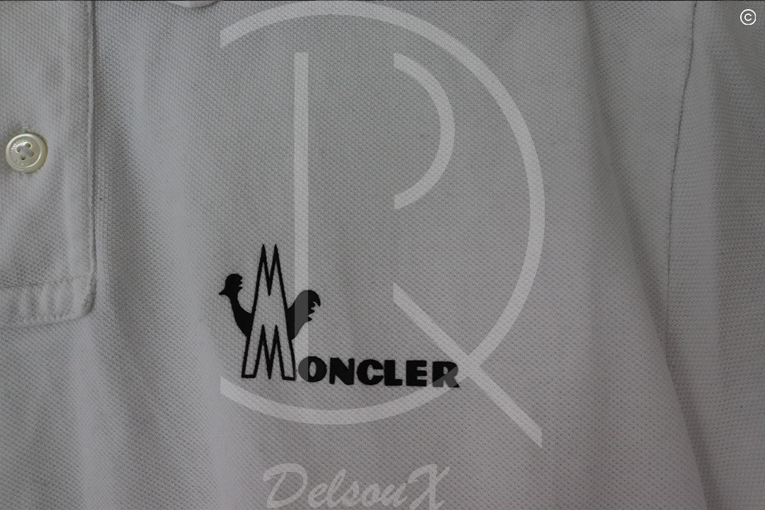Moncler 'White Manica Corta' Maglia Polo (L) 😎