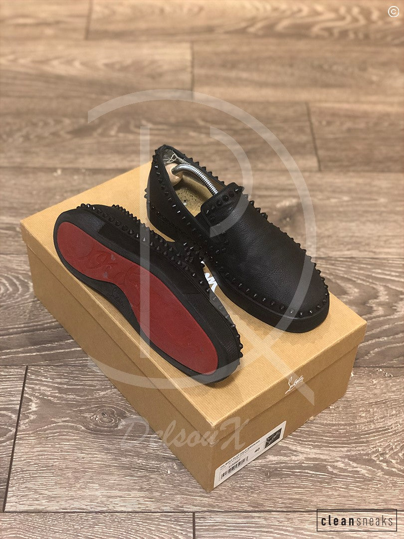 Christian Louboutin 'Black Leather' Pik Boats (40) 👟