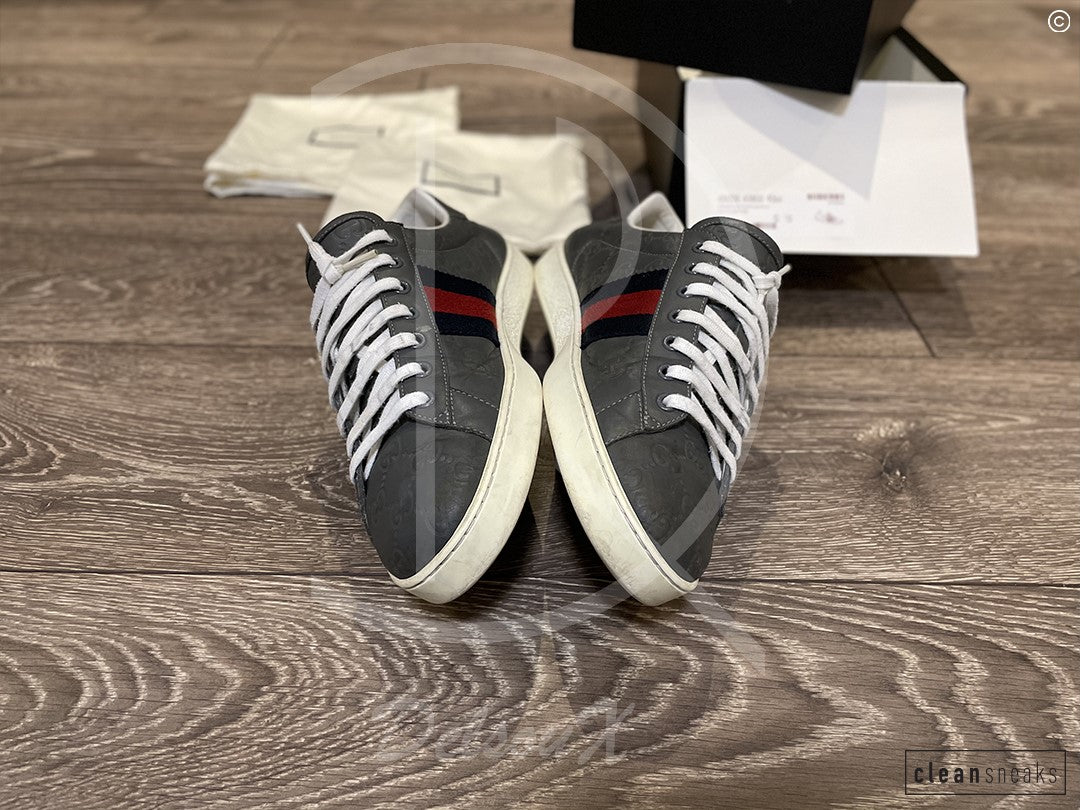 Gucci Ace 'Grey Signature' Leather (43.5) 🌚