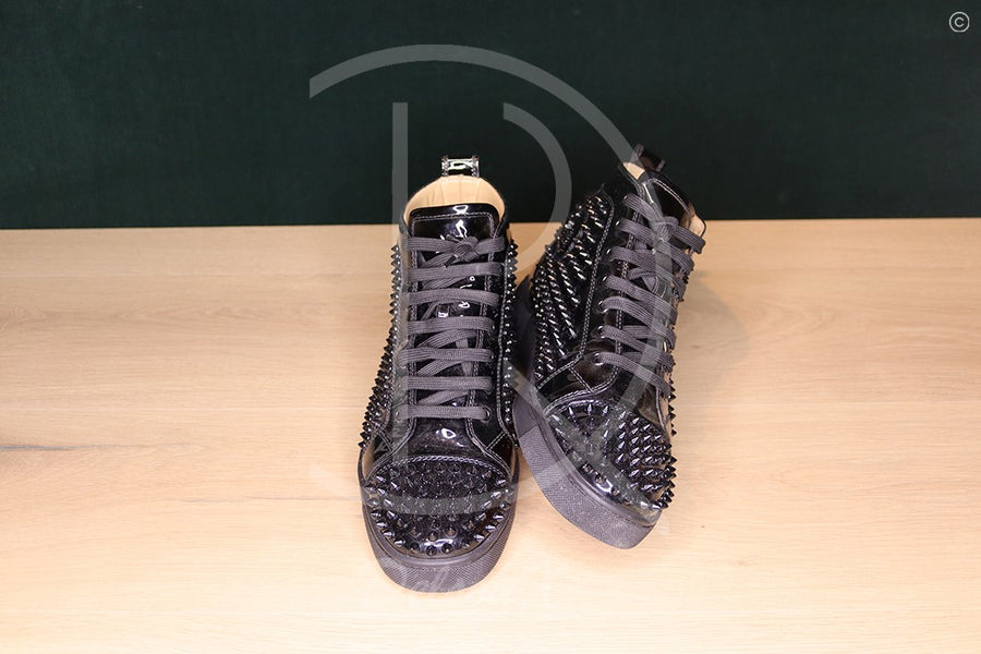 Christian Louboutin Louis Spikes Orlato Flat 'Black Patent Leather' (42) 🕺🏼