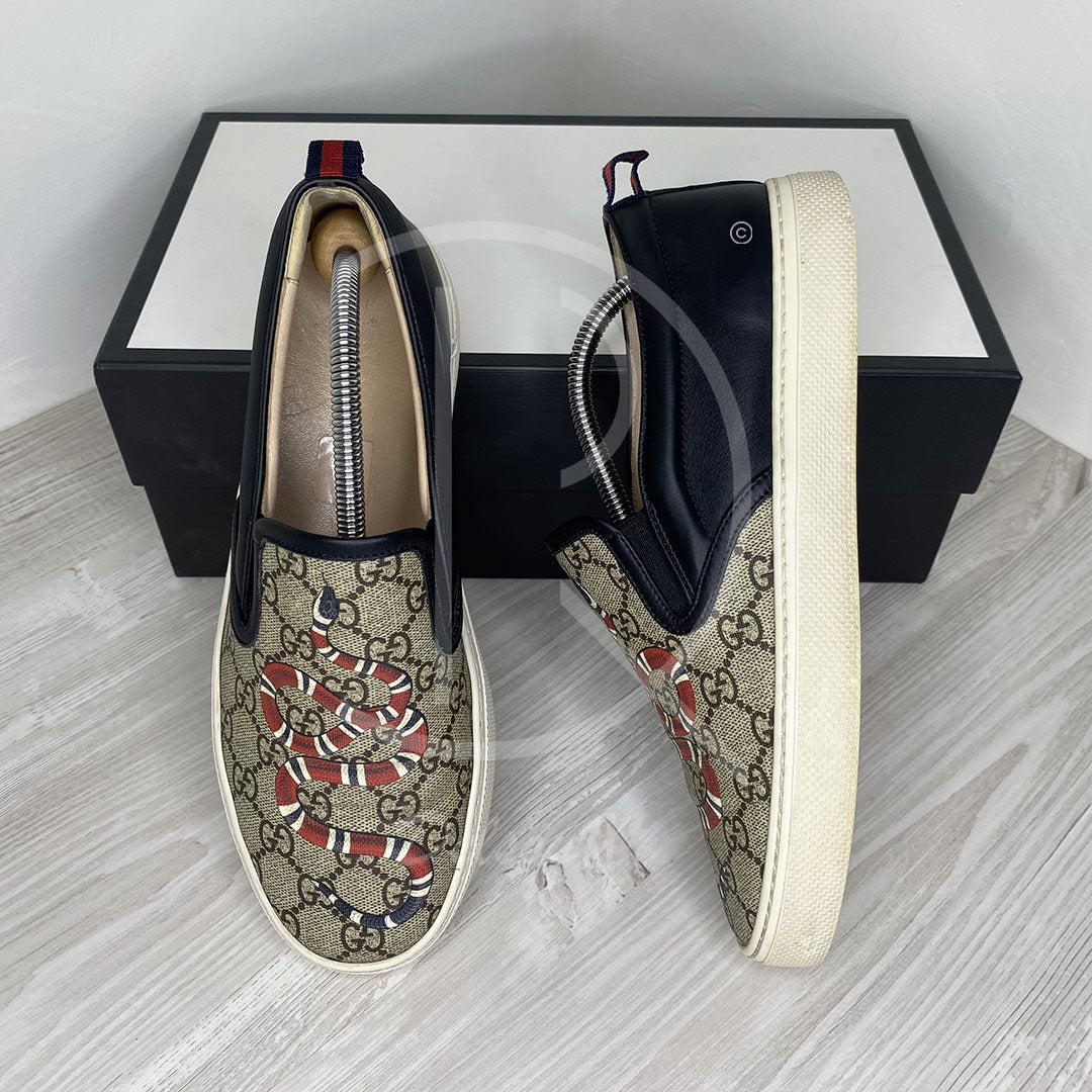 Gucci Herrre 'Kingsnake' GG Print Supreme Slip-Ons Sneaker (41.5) 🦍