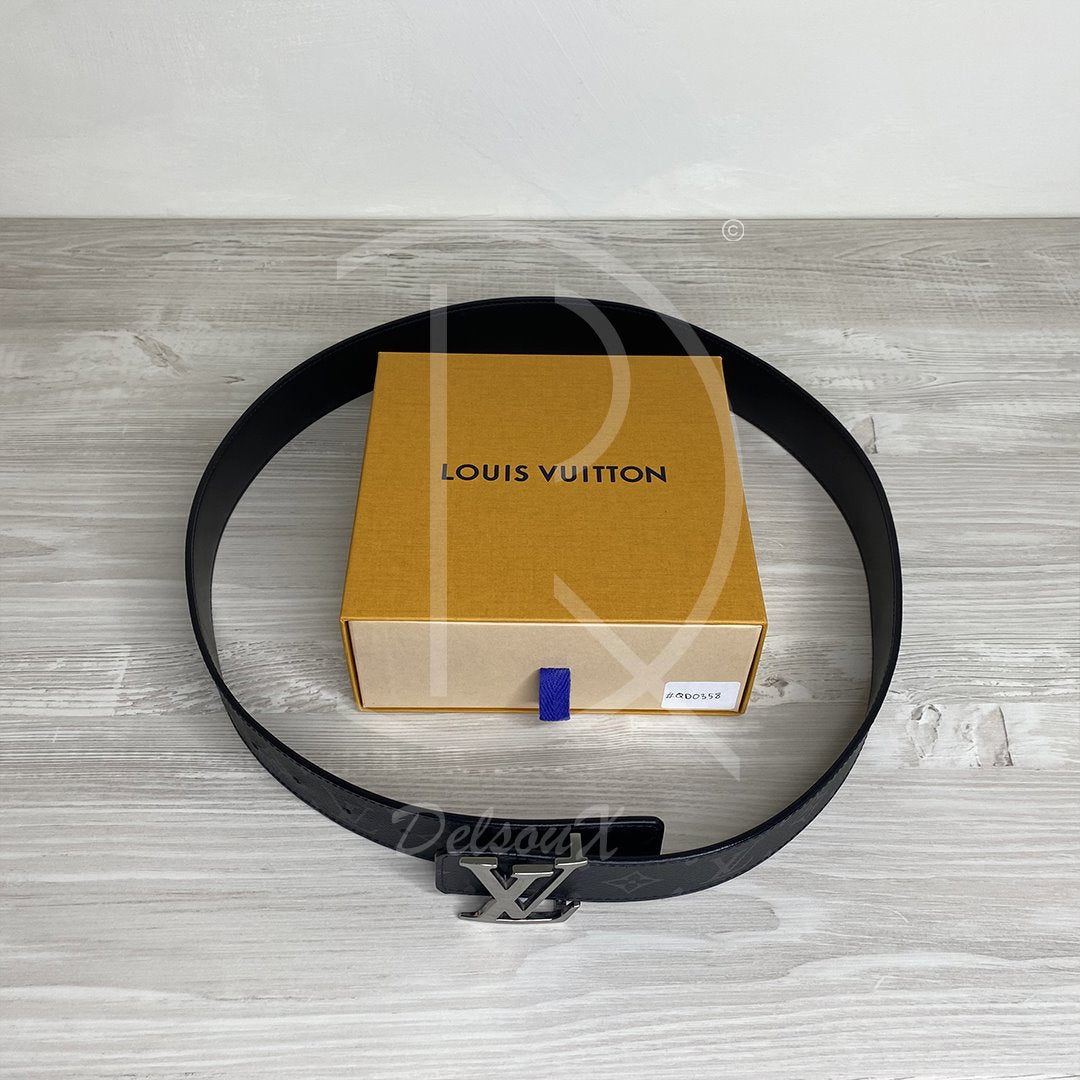 Louis Vuitton Initials 40mm Reversible Graphite Canvas Bælte Sølv Spænde Herre (95) 🕶