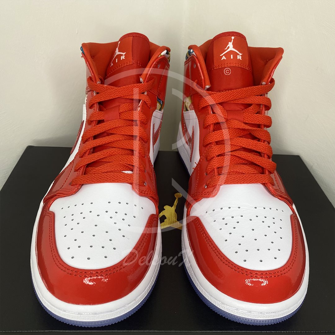 Nike Air Jordan 1 Mid 'Barcelona' Sweater Red Patent (44) 💃🏽