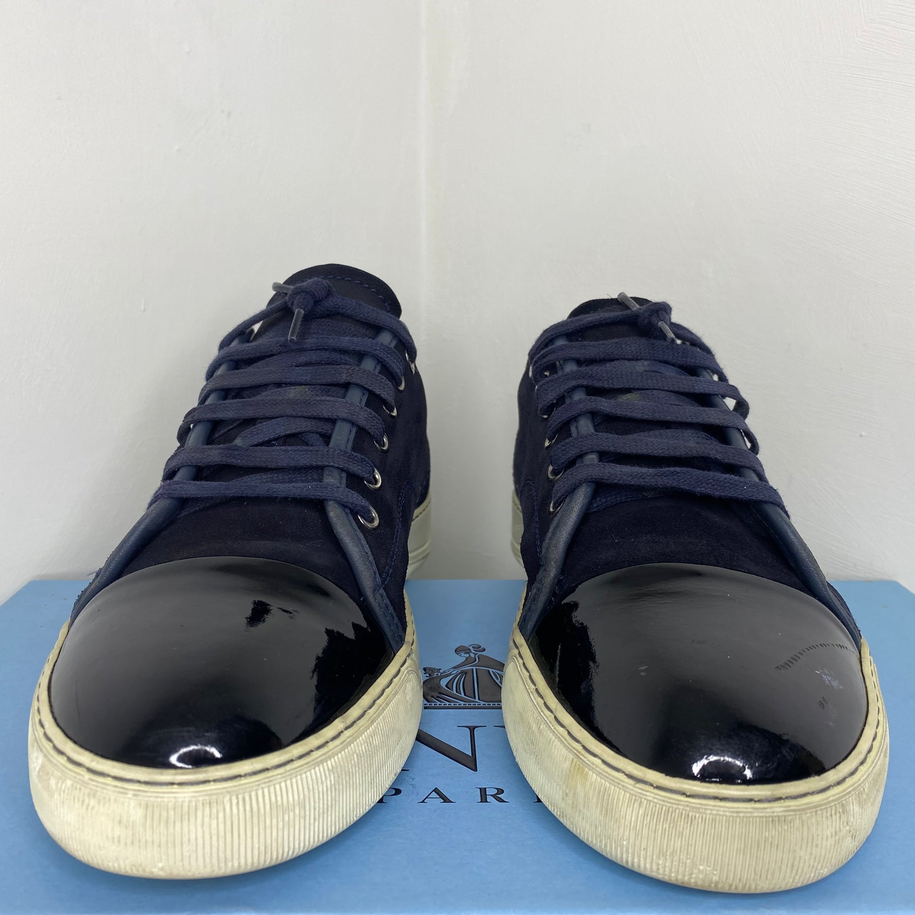 Lanvin Sneakers, 'Navy Suede' Lak Toe Herre Sneakers (41) 🤤