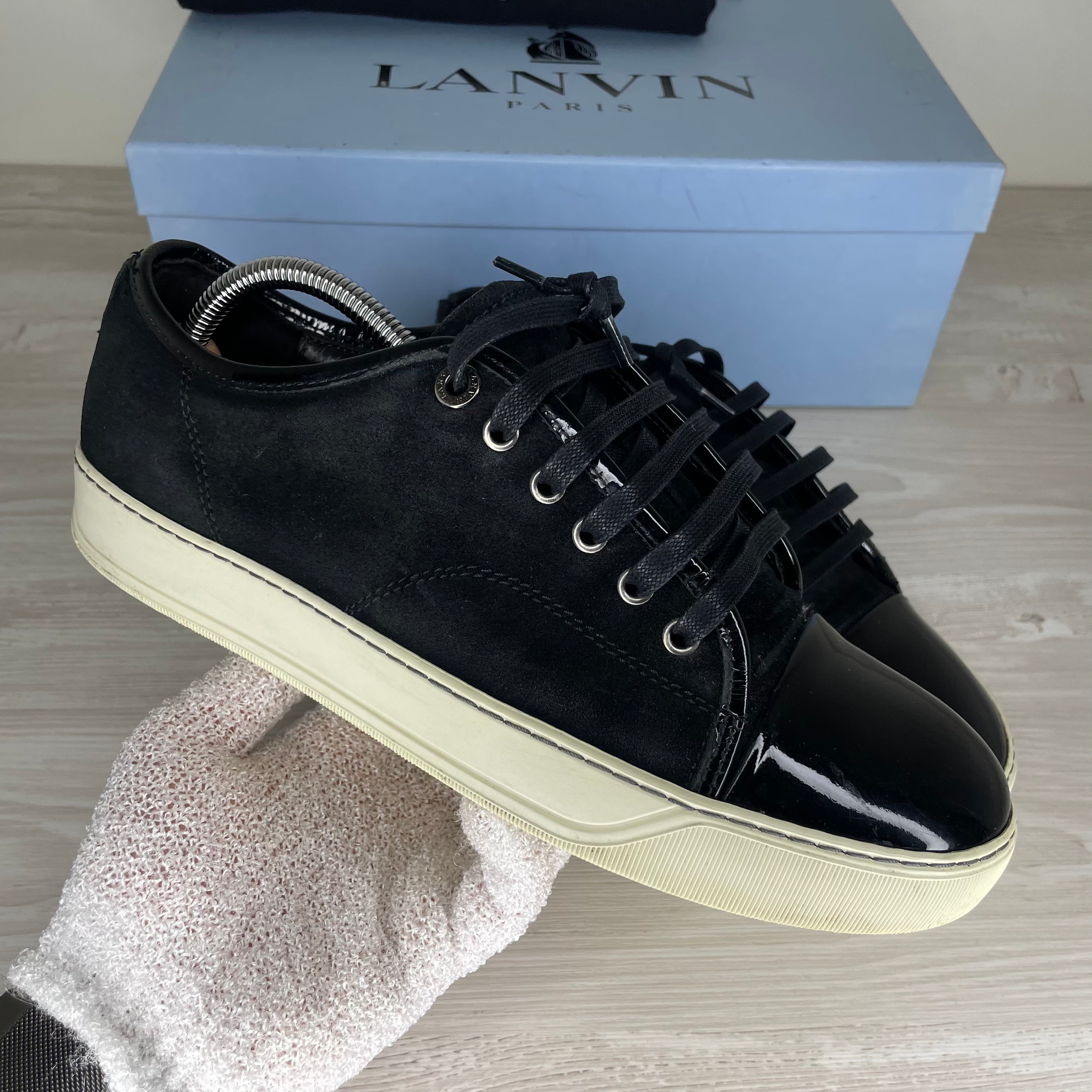 Lanvin Sneakers, 'Black Suede' Lak Toe (40)