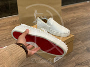 Christian Louboutin White Calf Leather Slip-Ons (43) 👟