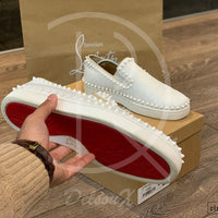 Christian Louboutin White Calf Leather Slip-Ons (43) 👟