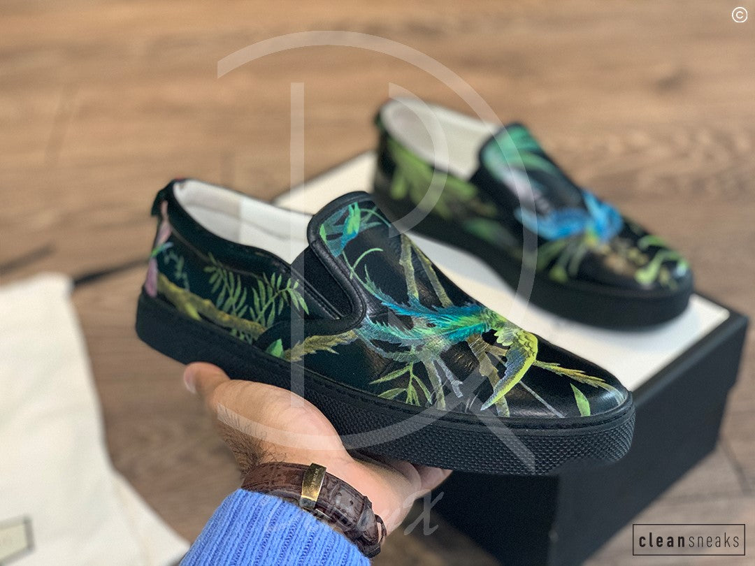 Gucci 'Shanghai St. Tropical Jungle Bird Print' Slip Ons (42) 🤯
