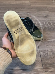 Lanvin 'Black Suede' Green Lak Toe (40)  💚