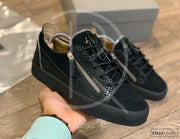 Giuseppe Zanotti 'Frankie' Low Croc Suede W. Silver Zip (41) 🤐