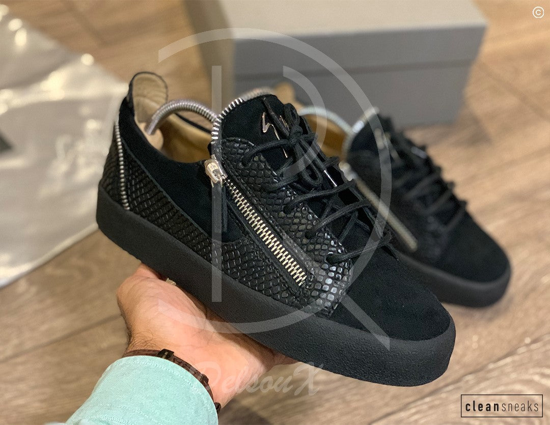 Giuseppe Zanotti 'Frankie' Low Croc Suede W. Silver Zip (41) 🤐
