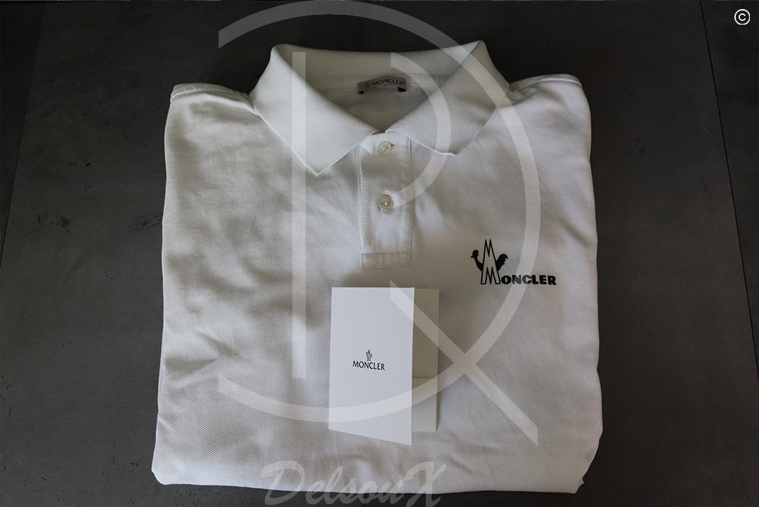 Moncler 'White Manica Corta' Maglia Polo (L) 😎